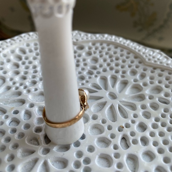 14K Gold and genuine Pearl with diamond chips ring - Picture 14 of 14